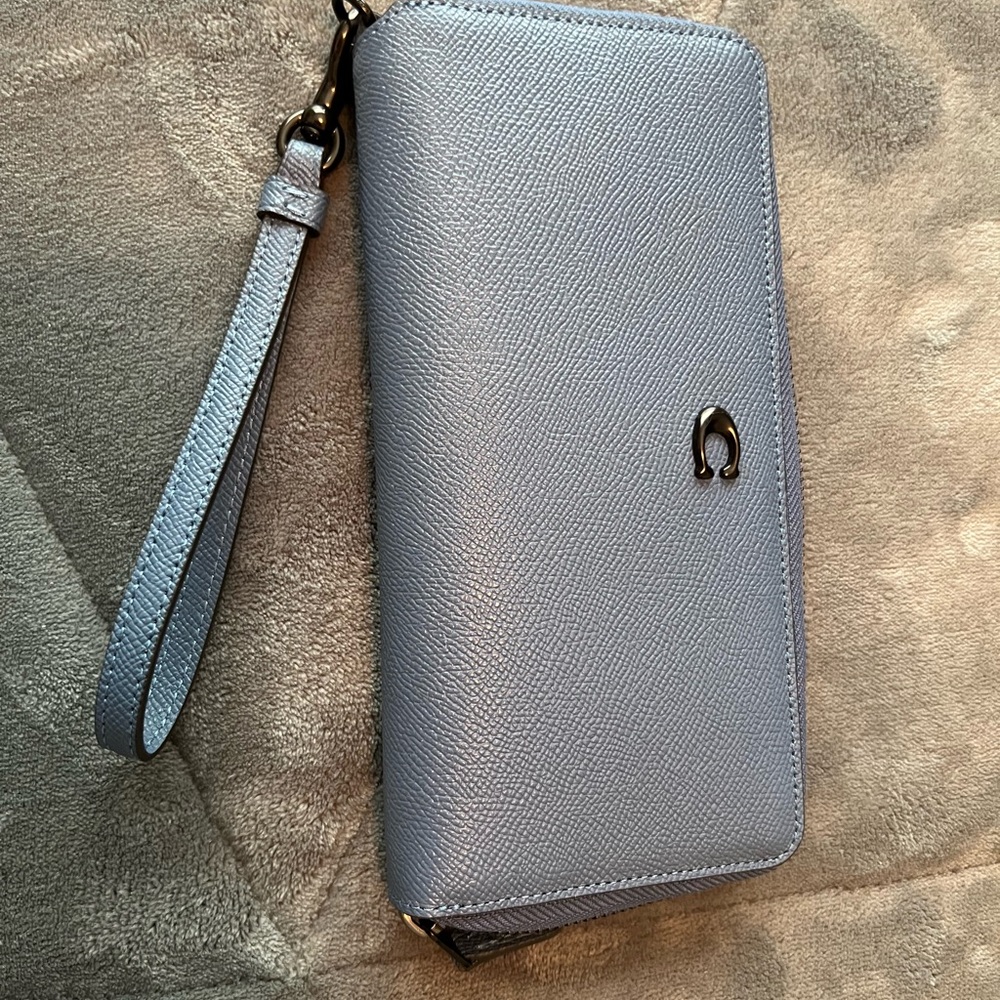 Coach Skinny Accordion Wallet Denim Blue new with tags. Never used.